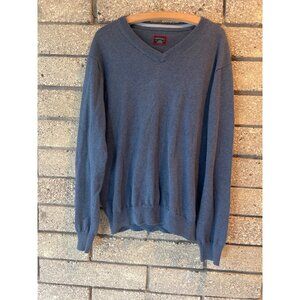 Untuckit Mens V-Neck Sweater Large Blue Cotton